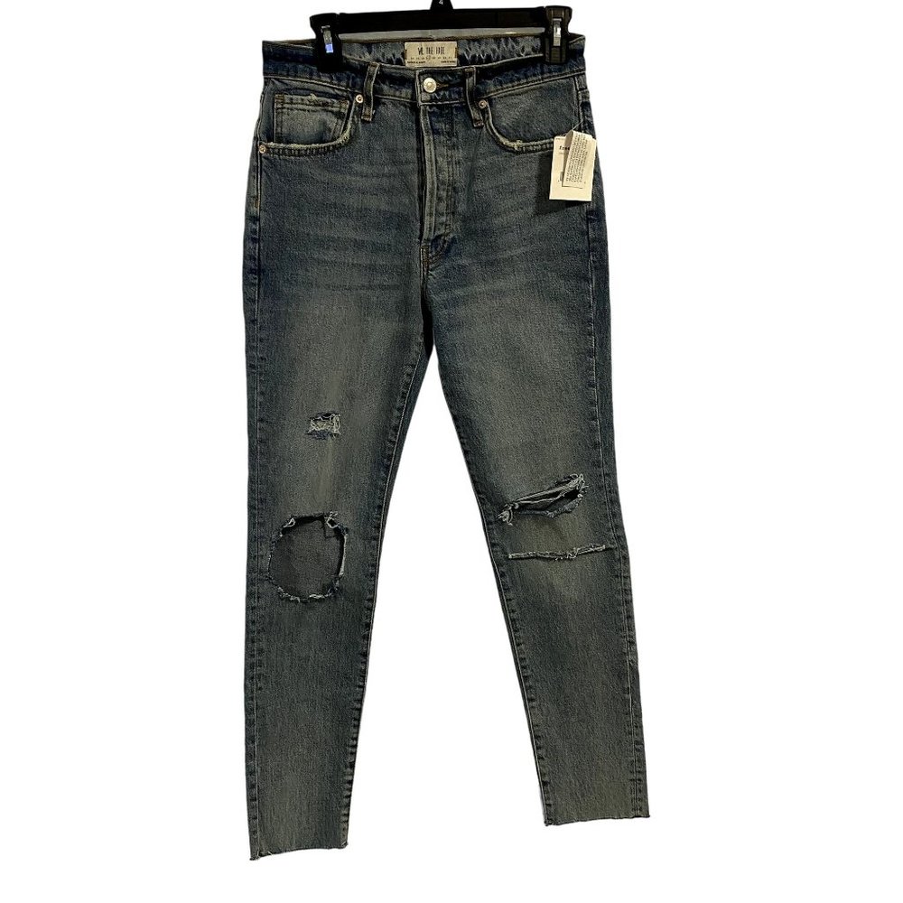 Free People‎ Stella High Waist Distressed Raw Hem Skinny Jeans Size 27 NWT